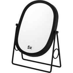 Présentation Miroir maquillage double face grossissant 360° noir