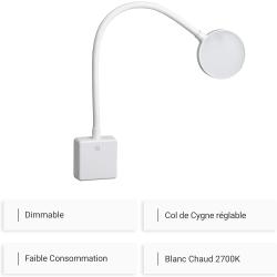 Lampe Lecture Murale LED Dimmable, Applique Nuit Blanc en situation