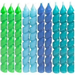 Présentation Bougies spirales anniversaire Unique, 10 pièces, bleu, vert