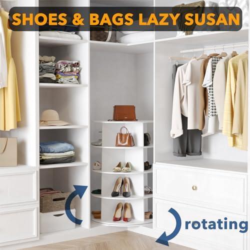 Présentation de Zoom sur Lazy Susan SpaceAid Étagère Rotative 4 Niveaux pour Chaussures et Sacs