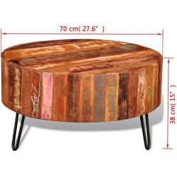 Table Basse Ronde Bois Solide Recyclé Multi-Couleur en situation