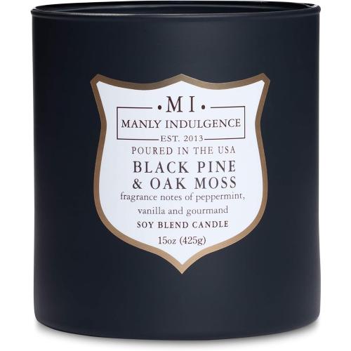 Présentation de Zoom sur Bougie Manly Indulgence Soja Pin Noir, Mousse Chêne