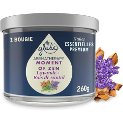 Présentation Glade Bougie Aromatherapy Moment of Zen, Lavande, Santal