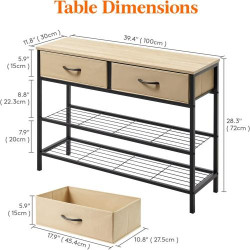 Table Console Lifewit Industrielle avec Tiroirs et Étagères de Rangement en situation