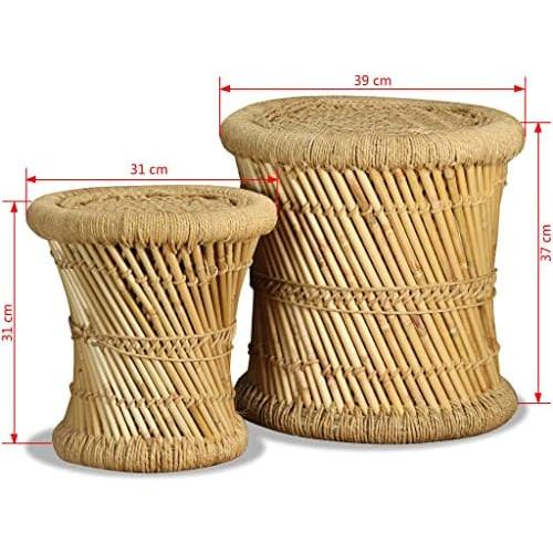 Présentation de Lot de 2 Tabourets vidaXL en Bambou et Jute - Design Durable en situation