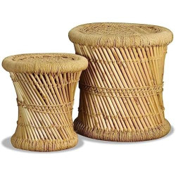 Présentation Lot de 2 Tabourets vidaXL en Bambou et Jute - Design Durable