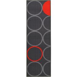 Présentation Tapis Cuisine Synthétique, Gris Orange, Design Moderne