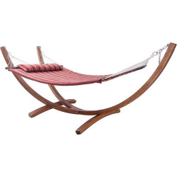 Présentation Hamac Double XXL Rouge, Support Bois, Jardin, Terrasse