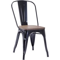 Présentation Chaise Métal Empilable, Bois Foncé, Bistrot, Salle à Manger