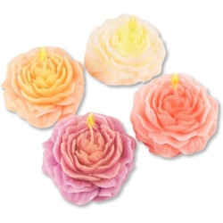 Présentation Bougies Fleur Pastel Rose, Blanc, Violet, Parfumées, Kawaii