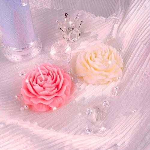 Présentation de Zoom sur Bougies Fleur Pastel Rose, Blanc, Violet, Parfumées, Kawaii