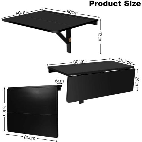 Présentation de Zoom sur Table Murale Pliante Bois, Bureau Flottant, Peu Encombrant