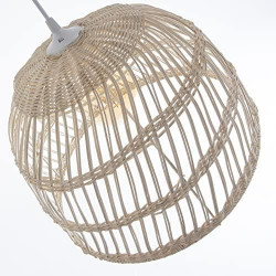 Suspension Rotin Naturel Lussiol SAIGON, Luminaire Design Boheme Chic Scandin en situation