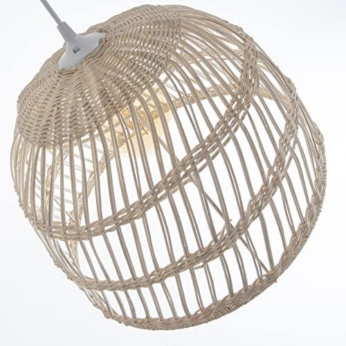 Présentation de Suspension Rotin Naturel Lussiol SAIGON, Luminaire Design Boheme Chic Scandin en situation