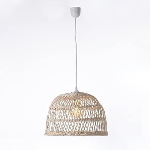 Présentation de Zoom sur Suspension Rotin Naturel Lussiol SAIGON, Luminaire Design Boheme Chic Scandin