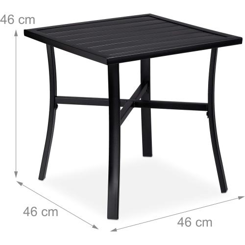 Présentation de Zoom sur Table de Jardin Carrée Relaxdays, Acier Noir, Pratique