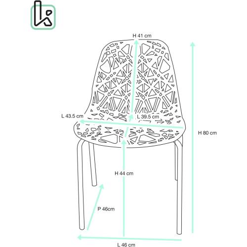 Présentation de Zoom sur Chaises Cuisine Design Moderne KAYELLES, Lot de 4, Noir