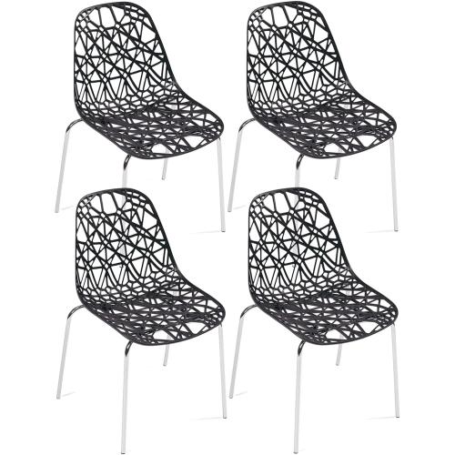 Présentation de Présentation Chaises Cuisine Design Moderne KAYELLES, Lot de 4, Noir