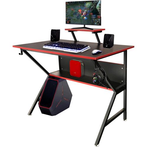 Présentation de Présentation Bureau de jeu ergonomique, support moniteur réglable, rangement