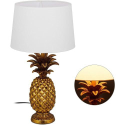 Présentation Lampe de Table Ananas Relaxdays, Moderne, Dorée, Décoration