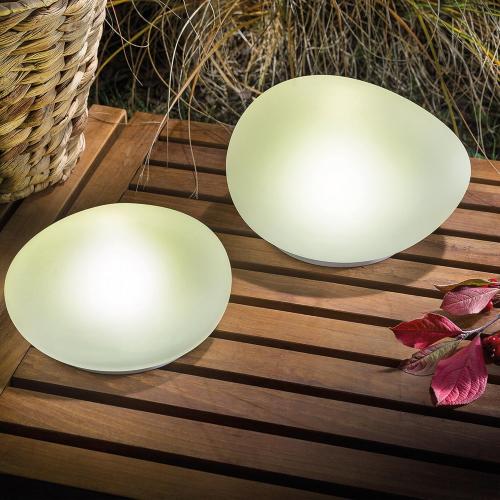 Présentation de Lampes solaires décoratives Esotec, verre blanc, 2 pièces en situation