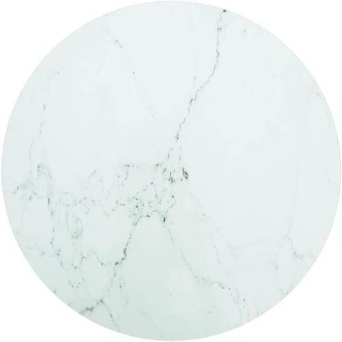 Présentation de Zoom sur Dessus de Table Remplacement Verre Trempé Marbre Blanc