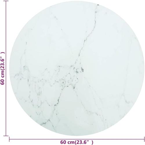 Présentation de Dessus de Table Remplacement Verre Trempé Marbre Blanc en situation