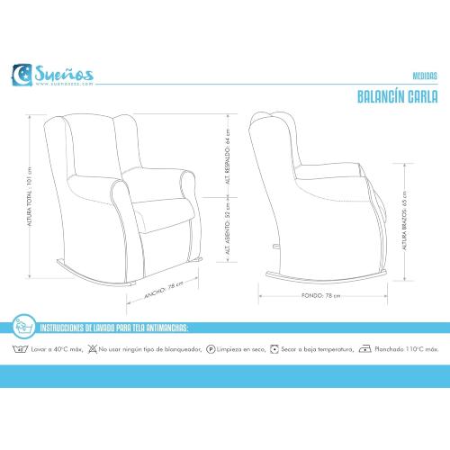 Présentation de Zoom sur Fauteuil d'allaitement bascule wenge, revêtement Aqualine, vert d'eau