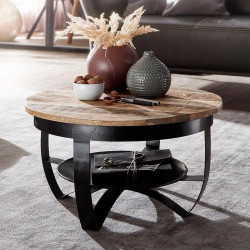 Table Basse Mango Bois Massif, FineBuy, Style Moderne en situation