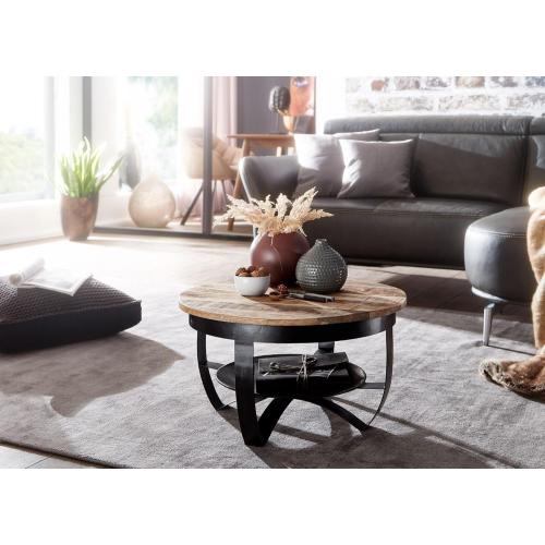 Présentation de Zoom sur Table Basse Mango Bois Massif, FineBuy, Style Moderne