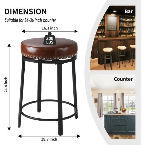 Présentation de Zoom sur Tabourets de bar pivotants FLYZC, marron, confort optimal