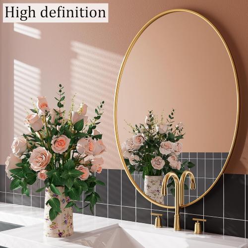 Présentation de Zoom sur Miroir ovale doré AUYHM, décoration salle de bain