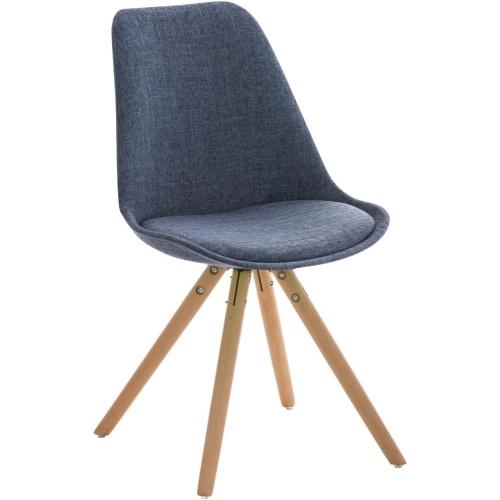 Présentation de Zoom sur Chaise CLP Design Scandinave Tissu Bleu Pieds Bois