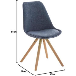 Chaise CLP Design Scandinave Tissu Bleu Pieds Bois en situation