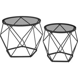 Présentation Table Basse Ronde Lot de 2, Style Moderne, Gris Noir