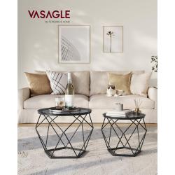 Table Basse Ronde Lot de 2, Style Moderne, Gris Noir en situation