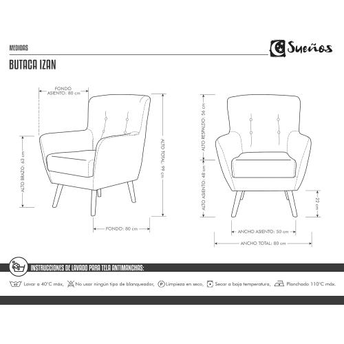 Présentation de Zoom sur Fauteuil nordique beige anti taches IZAN, confort optimal