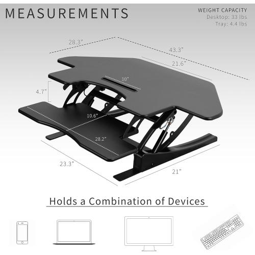 Présentation de Zoom sur VIVO Bureau Réglable Hauteur Debout Angle Noir