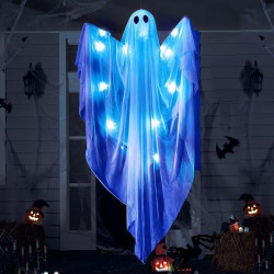 Présentation Fantôme Suspendu Halloween, Lumière LED Bleue, Décoration Effrayante