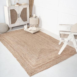 Tapis Jute RAJRANG, Bio, Rectangulaire, Décoratif, Reversible en situation