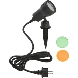 Lampe extérieure LED GU10 3W, filtre orange, noir en situation