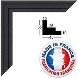 Caisse américaine noire, cadre bois, 4 cm largeur en situation