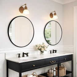 Miroirs muraux ronds noirs, décor intérieur élégant, moderne en situation