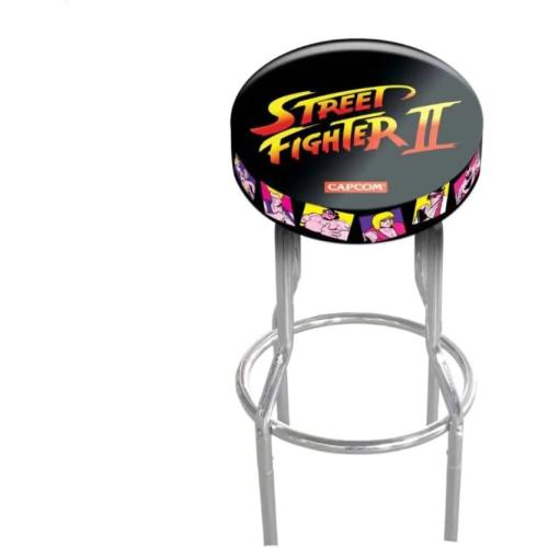 Présentation de Présentation Tabouret Street Fighter II ARCADE1UP, design rétro