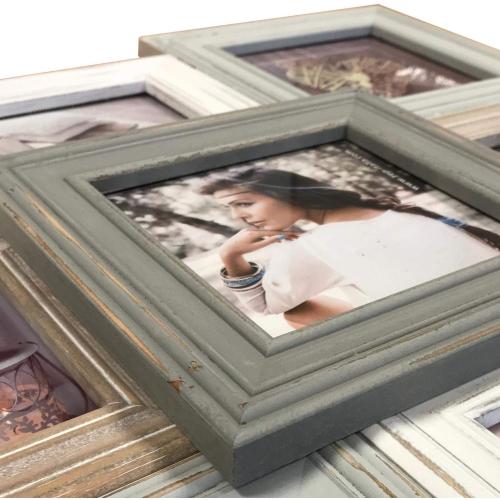 Présentation de Zoom sur Cadre Photo Multivues Bois Zep, Blanc, Beige, Gris, Brun