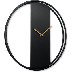 Présentation Horloge Murale Loft Ovale Métal Noir 3D Moderne