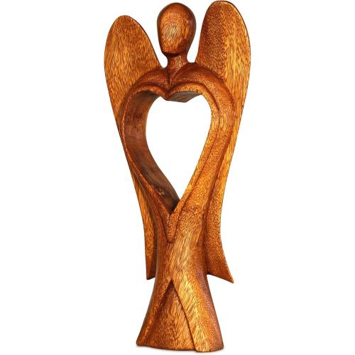 Présentation de Zoom sur Sculpture abstraite bois ange amour, déco intérieure artisanale