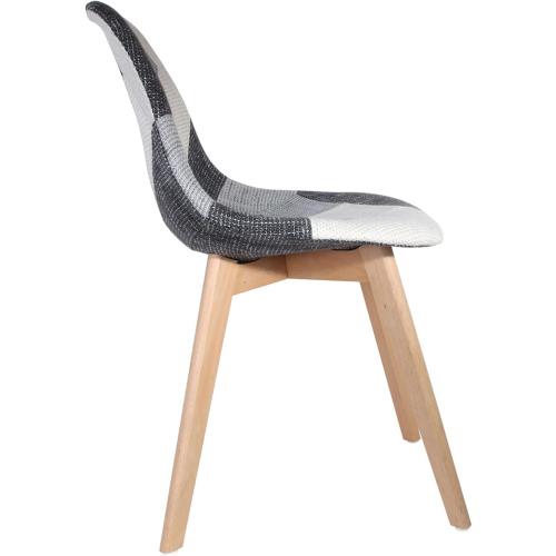 Présentation de Zoom sur Silla Patchwork Gris, Chaise Design Moderne, Confortable