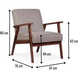 Fauteuil Roma nordique, anti-taches, bois massif, gris en situation