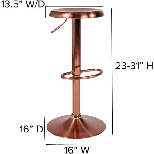 Présentation de Zoom sur Tabouret bar rétro réglable, or rose, série Madrid